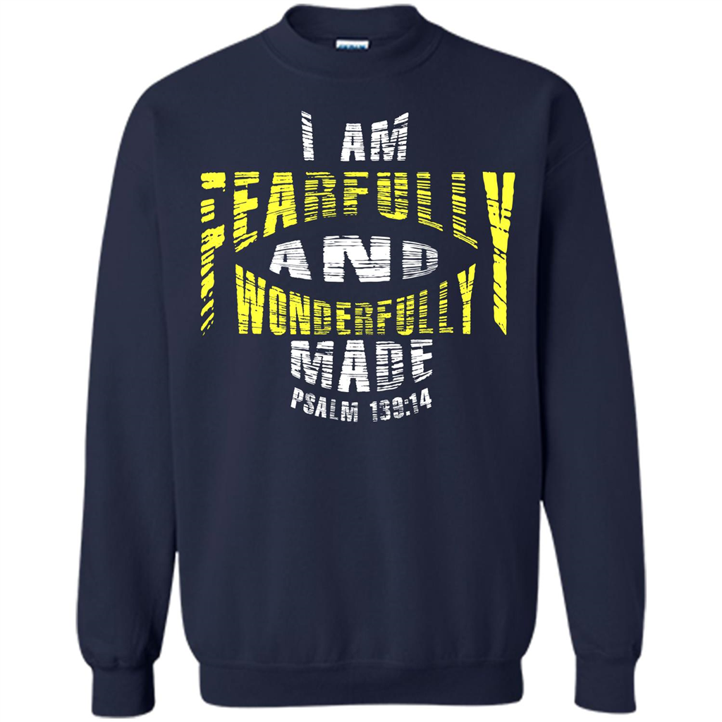 Christian T-shirt I Am Fearfully And Wonderfully Made Psalm Navy