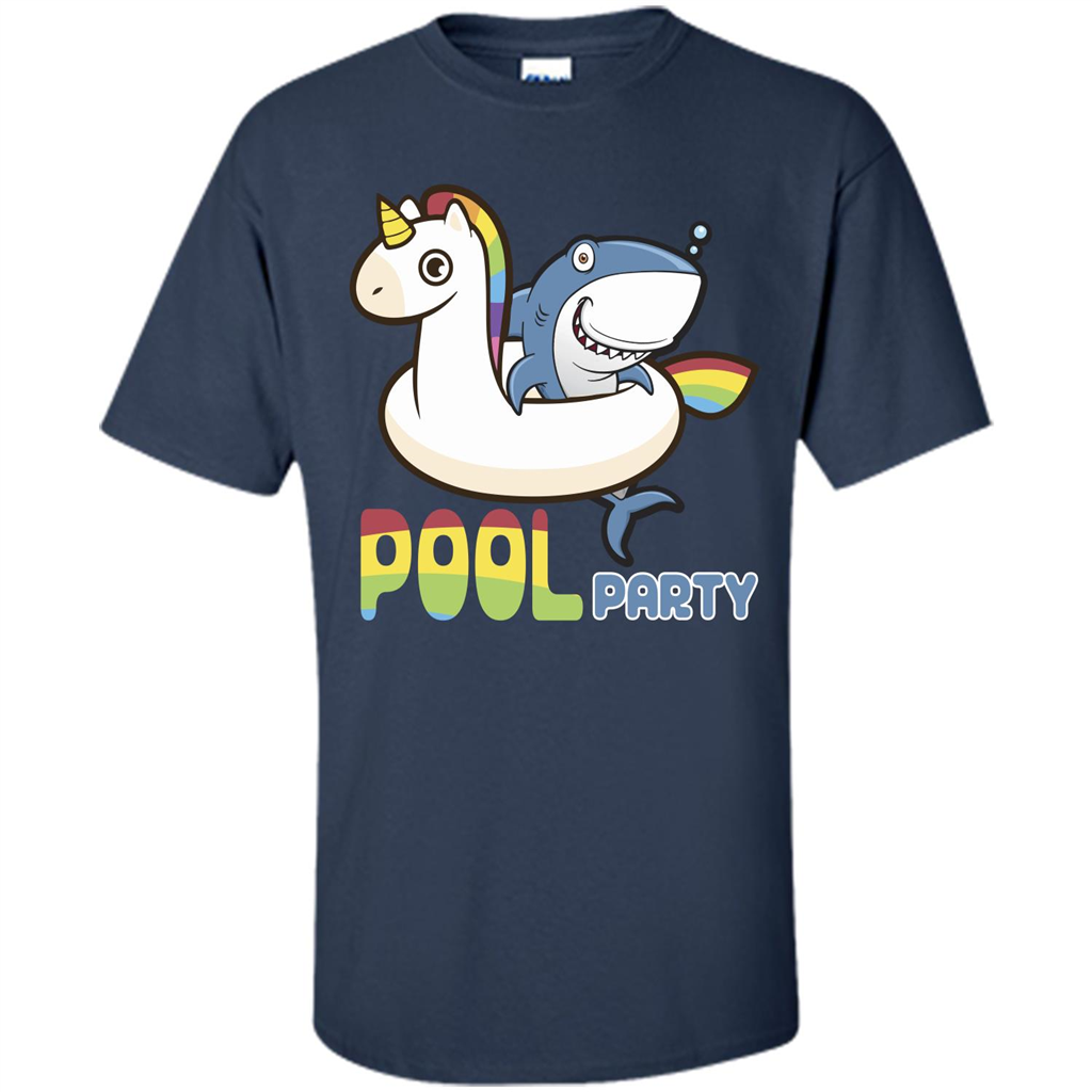 Pool Party T-shirt Unicorn Float Funny Shark Navy