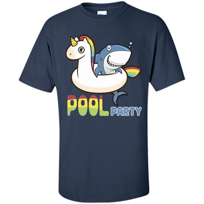 Pool Party T-shirt Unicorn Float Funny Shark Navy