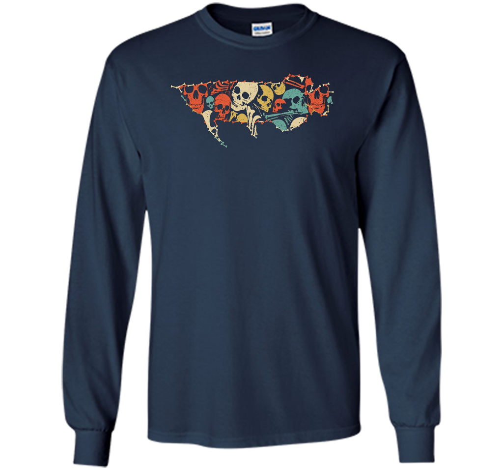 AROWANA Halloween T-shirt Skeleton Skull Vintage shirt Navy