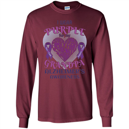 I Wear Purple For My Grandpa Alzheimer's Awareness T-Shirt Maroon