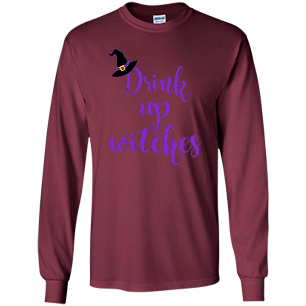 Drink Up Witches Halloween Tshirt Maroon