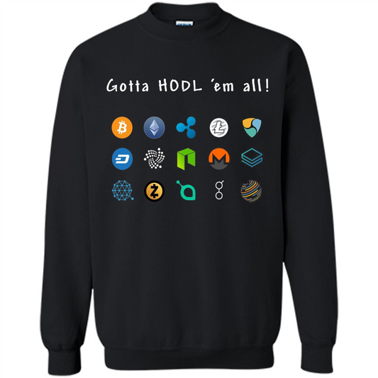 Ethereum Bitcoin Litecoin Gotta Hodl Em All Crypto T-Shirt Black