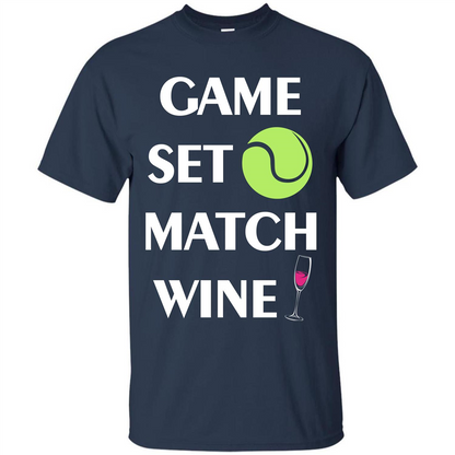 Tennis T-shirt Game Set Match Wine T-shirt Navy