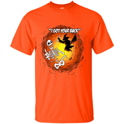 Funny Witch Skeleton Halloween 2017 I Got Your Back T-shirt Orange