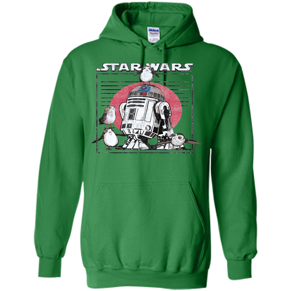 Movie T-shirt Last Jedi Flock Of Porgs Surround R2-D2 T-shirt Irish Green