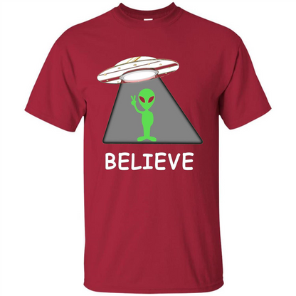 I Believe Alien T-shirt New Cool UFO T-shirt Cardinal