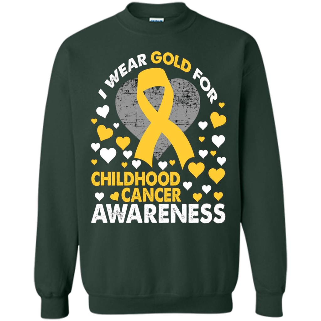 I Wear Gold For Childhood Cancer Awareness T-shirt Forest Green