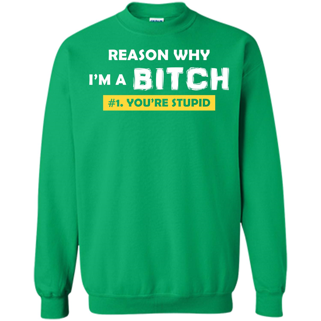 Funny T-shirt Reason Why I'm A Bitch, You're Stupid Irish Green