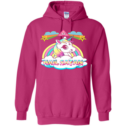 Unicorn Hail Satan Death Metal Rainbown T-shirt Heliconia