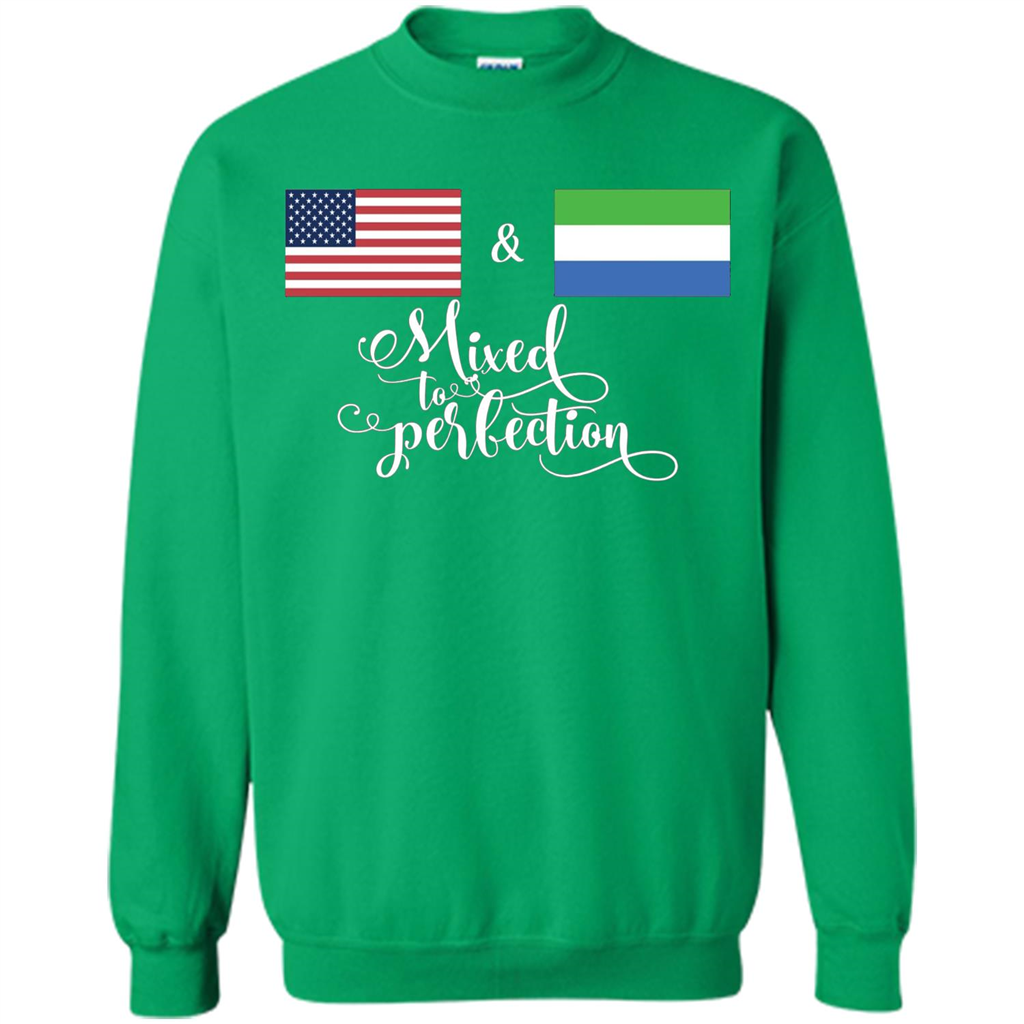 American + Sierra Leone Mixed To Perfection Flag T-Shirt Irish Green
