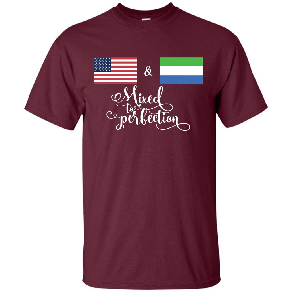 American + Sierra Leone Mixed To Perfection Flag T-Shirt Maroon