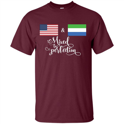 American + Sierra Leone Mixed To Perfection Flag T-Shirt Maroon