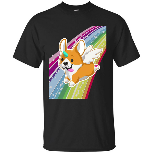 Rainbow Unicorg Corgi Lover T-shirt Black