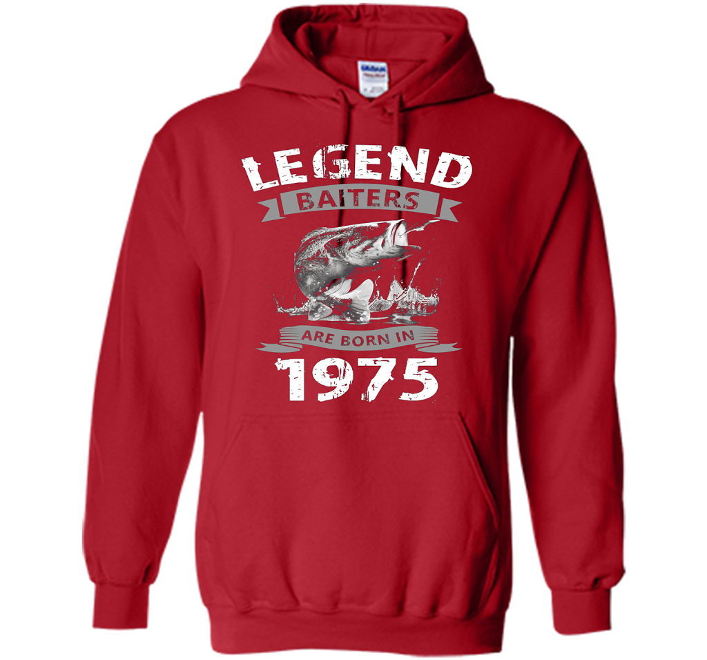 Mens 42nd Years Old 1975 Birthday Gift Idea Tshirt for Fishing shirt Red