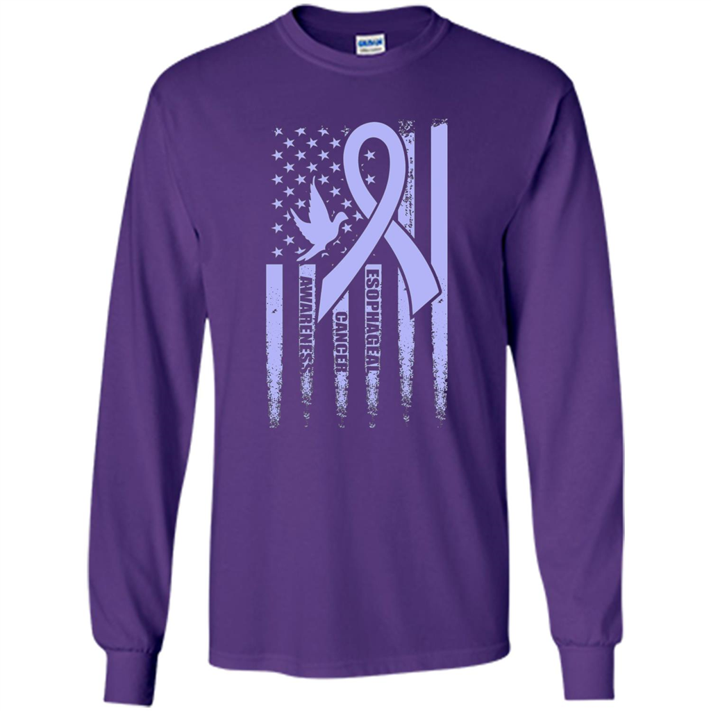 Esophageal Cancer USA Flag Periwinkle Ribbon and Dove T-shirt Purple