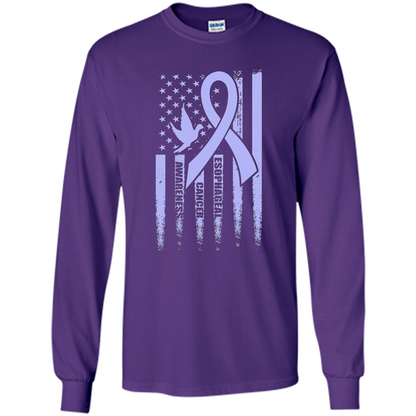 Esophageal Cancer USA Flag Periwinkle Ribbon and Dove T-shirt Purple
