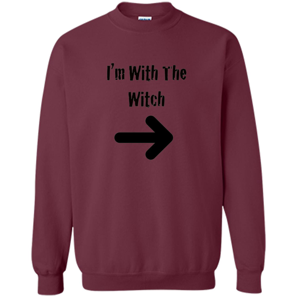 Halloween Couples Costume T-shirt I'm With The Witch Maroon