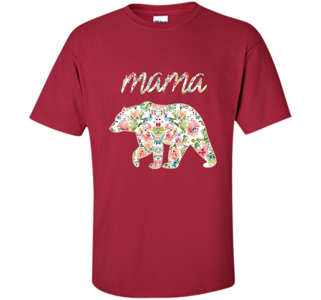 Mama Bear Floral Tee, Mom Graphic T-Shirt, Matching Family shirt Cardinal