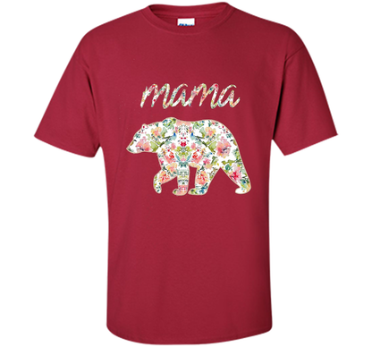 Mama Bear Floral Tee, Mom Graphic T-Shirt, Matching Family shirt Cardinal