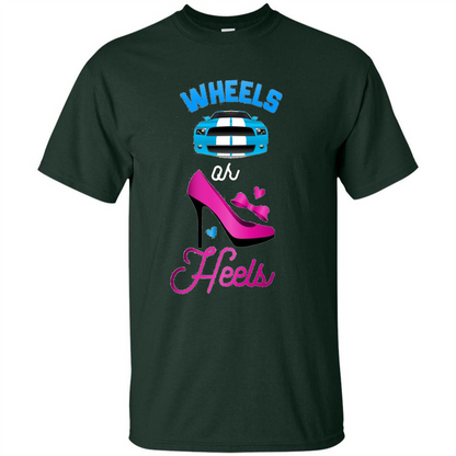 Wheels Or Heels We Love You Gender Reveal Party T-shirt Forest Green