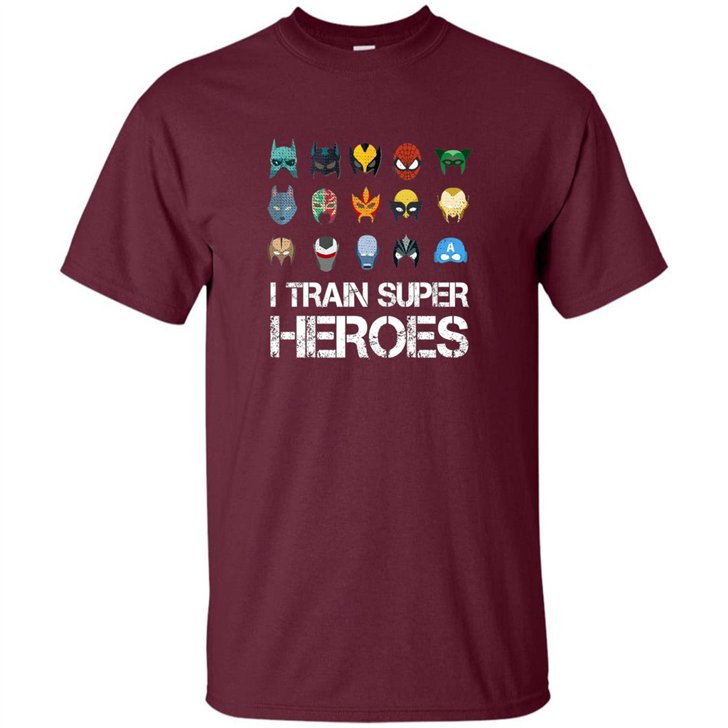 I Train Super Heroes T-shirt Maroon