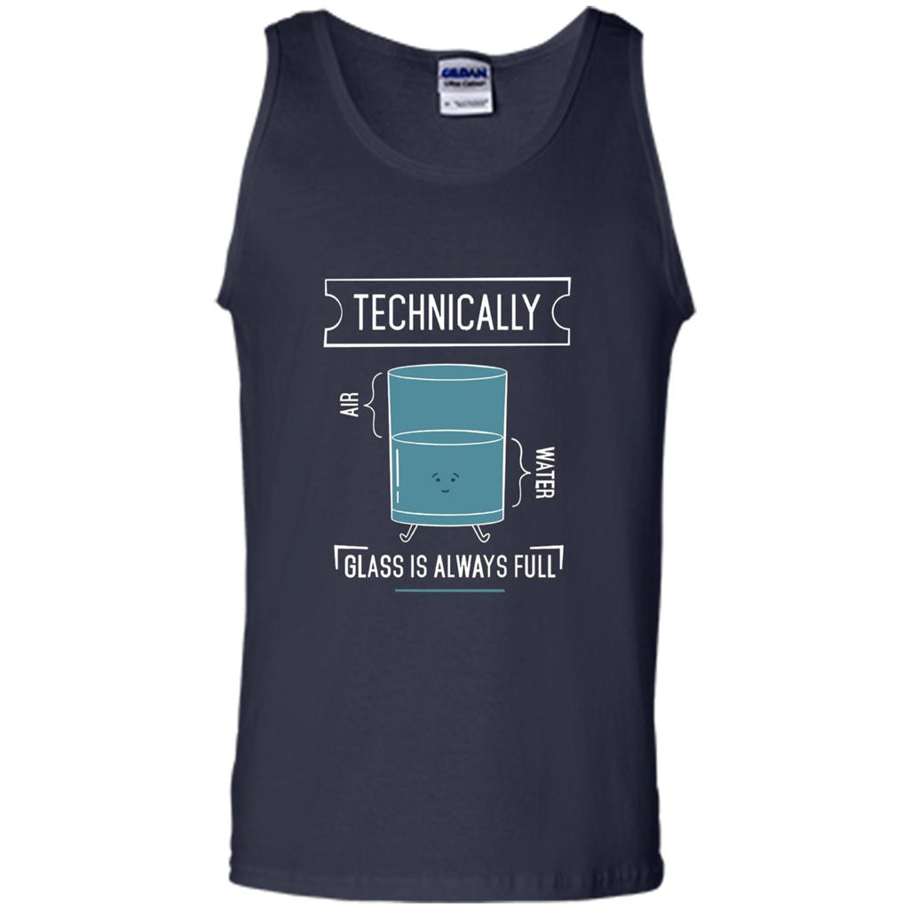Technically Glass Is Always Full T-Shirt 50 Water 50 Air Navy