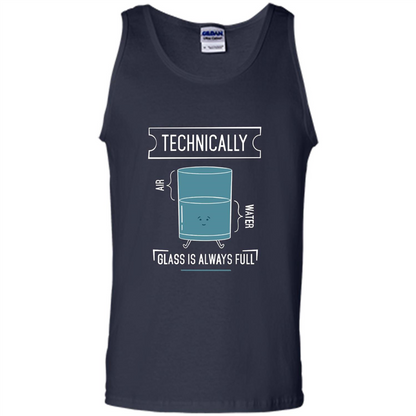 Technically Glass Is Always Full T-Shirt 50 Water 50 Air Navy