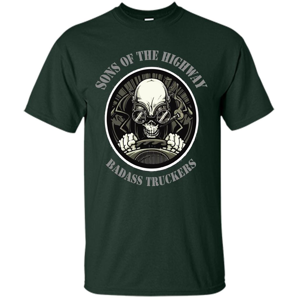 Trucker T-shirt Sons Of The Highway Badass Truckers T-shirt Forest Green