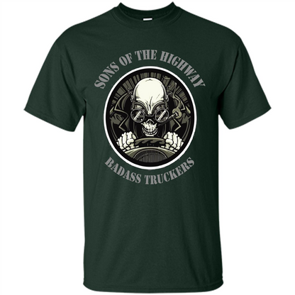 Trucker T-shirt Sons Of The Highway Badass Truckers T-shirt Forest Green