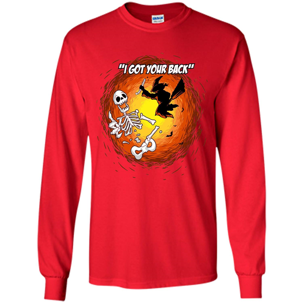 Funny Witch Skeleton Halloween 2017 I Got Your Back T-shirt Red