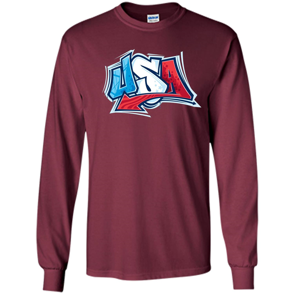 USA T-shirtt Graffiti Style Design Merica 4th July T-shirt Maroon