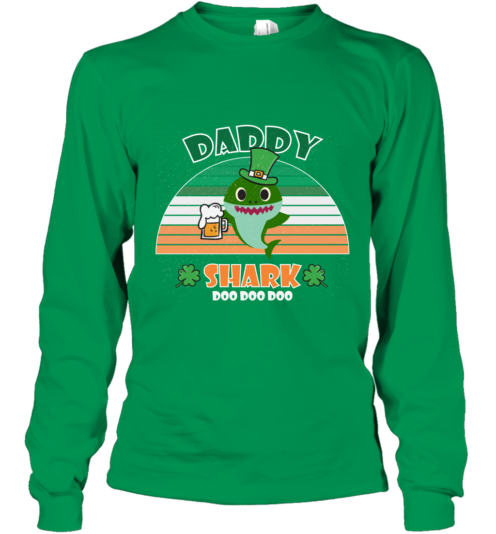 Irish Daddy Shark Saint Patricks Day Family Shirt Long Sleeve T-Shirt Irish Green