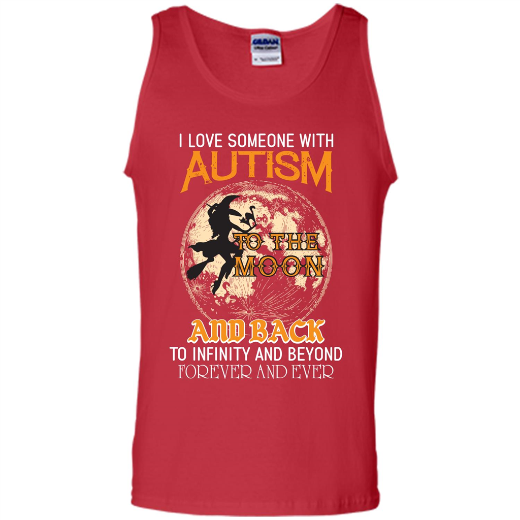 Halloween T-shirt I Love Someone With Autism To The Moon Red