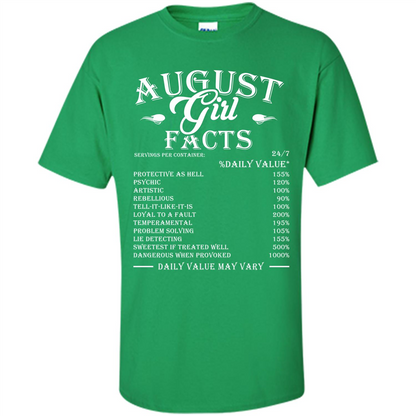 August Girl Facts T-shirt Irish Green