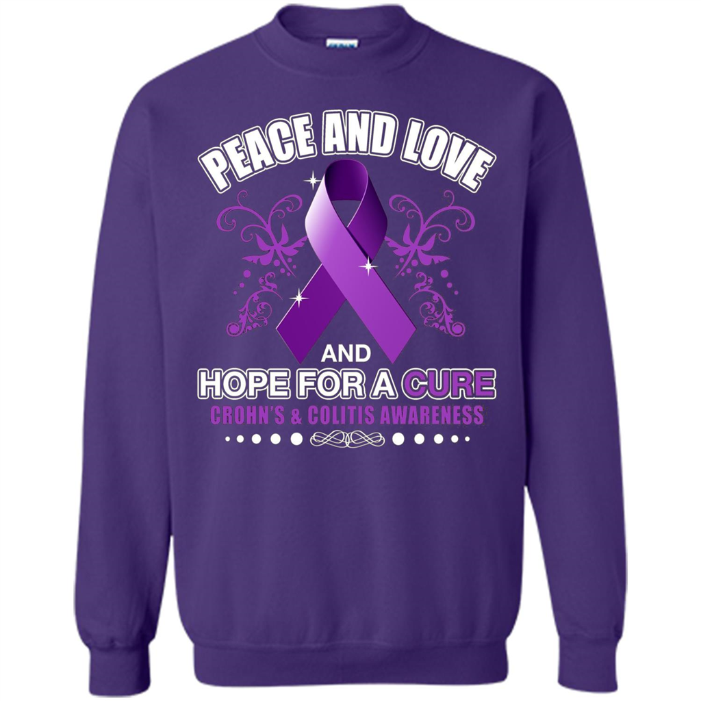 Peace And Love And Hope For A Cure Crohn's and Colitis Awareness T-shirt Orange