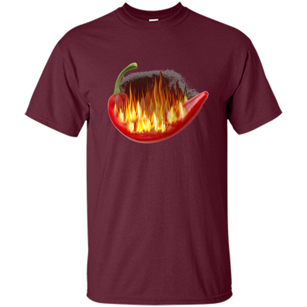 Hot Pepper On Fire T-shirt Maroon