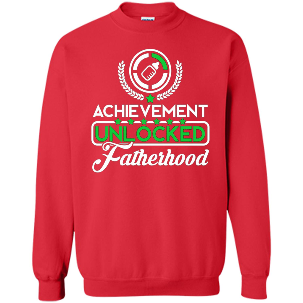 First Father's Day T-shirt Achievement Unlocked Fatherhood Red