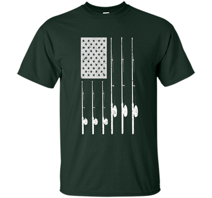 Patriotic Fishing T-Shirt with American USA Flag Great Gift shirt Forest Green