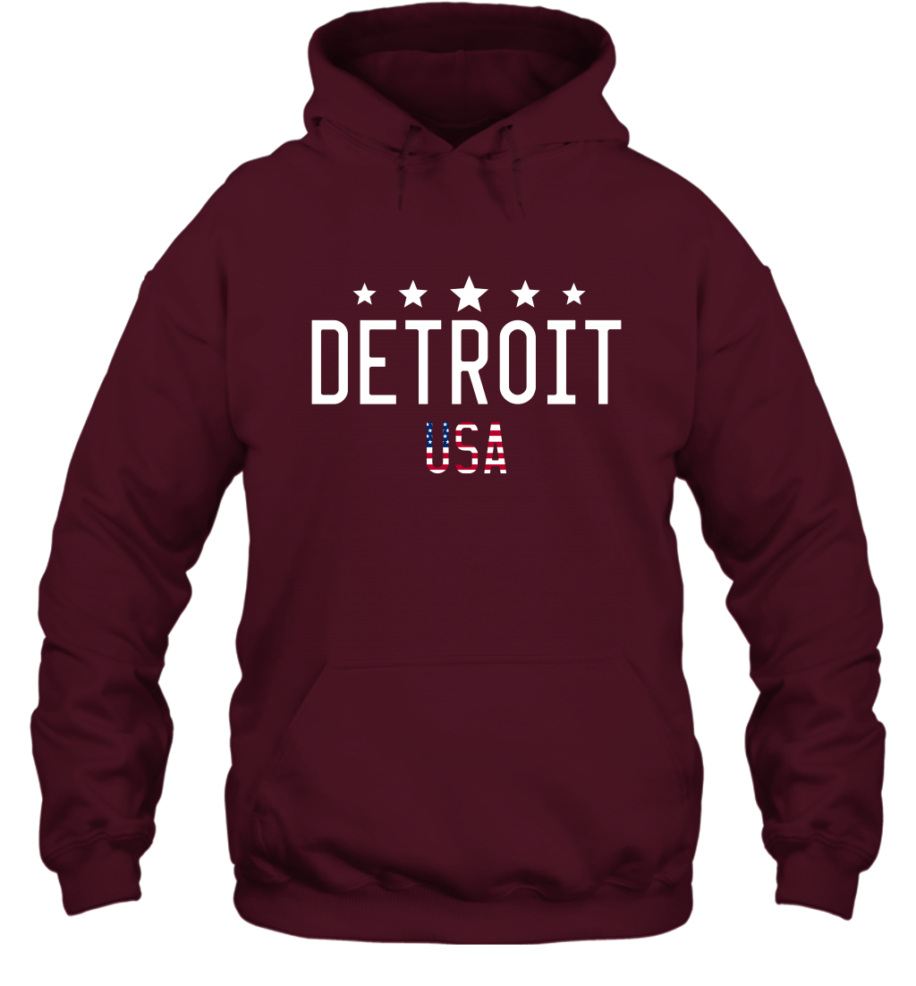 Detroit Usa Shirt Hoodie Hoodie Maroon
