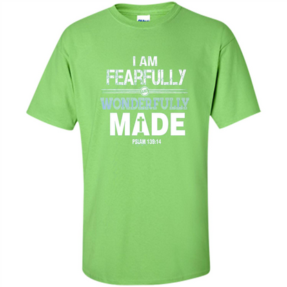 Christian T-shirt I Am Fearfully And Wonderfully Made Lime
