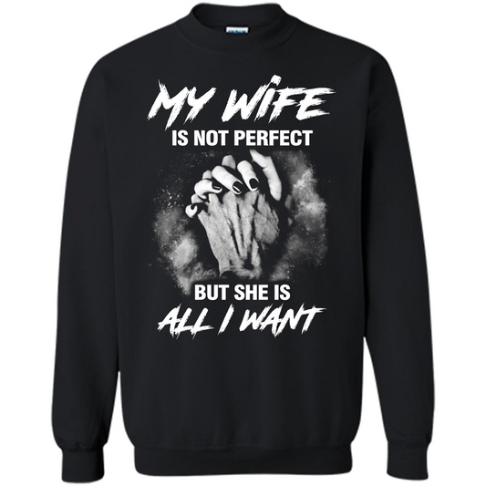 Husband T-shirt My Wife Is Not Perfect But She Is All I Need Black
