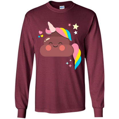 Emoji Happy Unicorn Poop Funny T-shirt Maroon