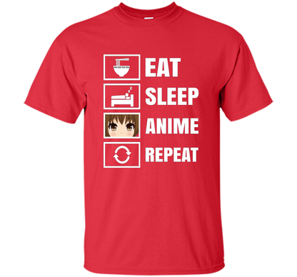 Eat Sleep Anime Repeart T-Shirt Funny Anime Geek cool shirt