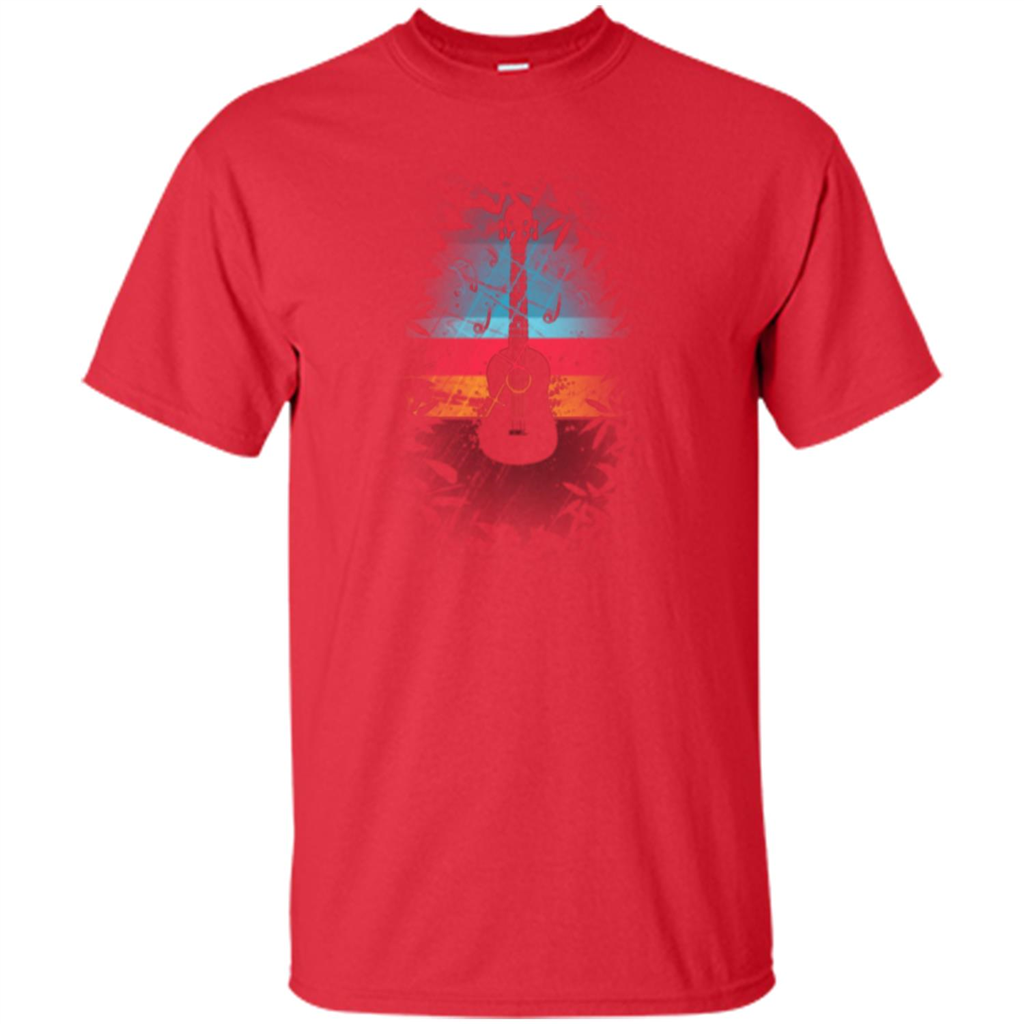 Guitar Vintage Sunset Uke And Instruments T-shirt Red
