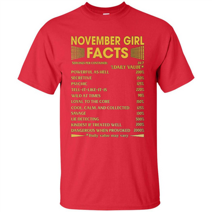 November Girl Facts T-shirt Birthday Gift T-shirt Red