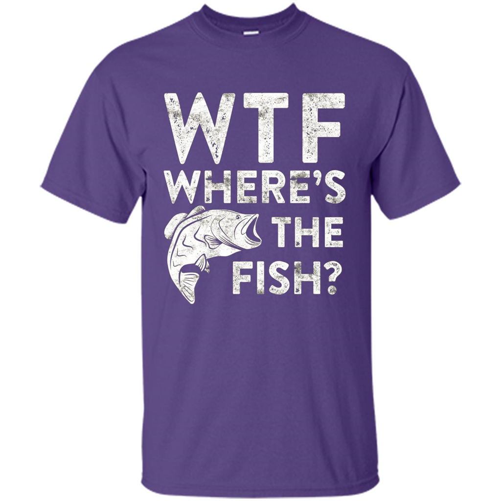 WTF Where's The Fish T-Shirt Funny Fisherman Gift Purple