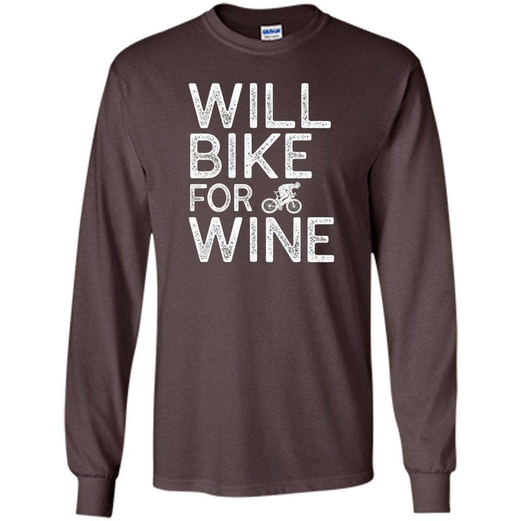 Cyclist Biker T-shirt Will Bike For Wine Dark Chocolate