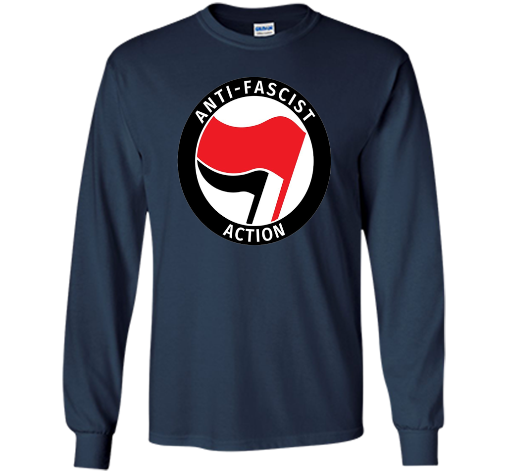Antifa Logo Antifa Flag Anti Fascist T-shirt Navy