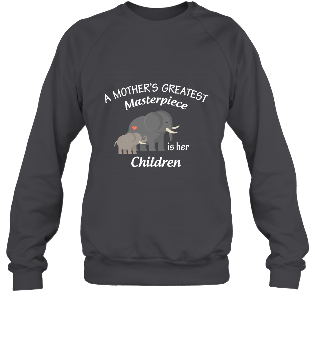 A Mothers Greatest Masterpiece Is Her Children Elephants Family Shirt Sweatshirt Dark Heather